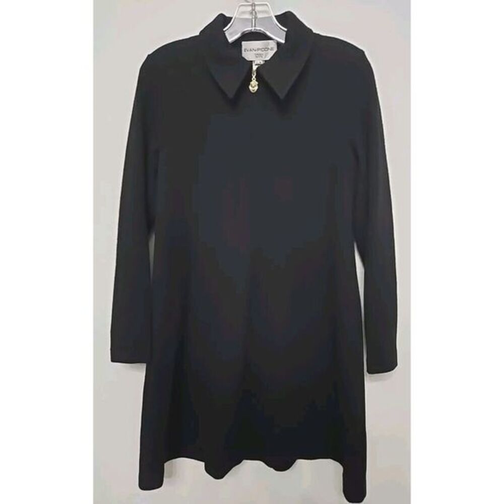 Evan Picone Black DressWool blend Knit Zip Front size P/M